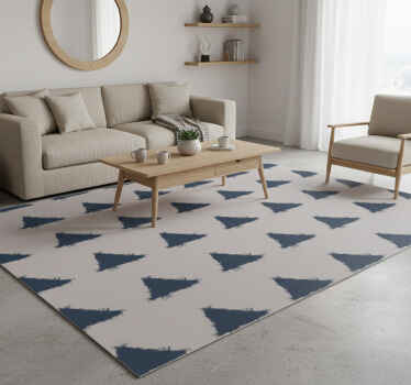Vinyl tapijt scandinavisch blauw japandi driehoeken patroon - TenStickers