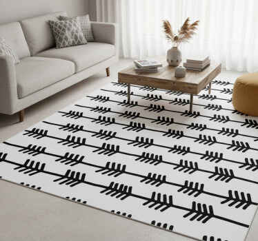 Vinyl tapijt scandinavisch zwarte abstracte pijlen op wit - TenStickers