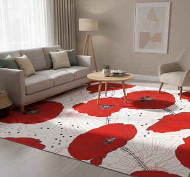 Nature vinyl rug with floral red design - TenStickers