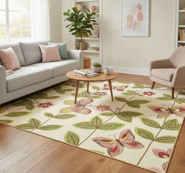Nature vinyl rug butterflies - TenStickers