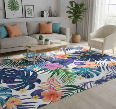 Nature vinyl rug hawaiian colorful flowers - TenStickers