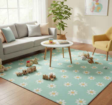 Nature vinyl rug kids daisy design - TenStickers