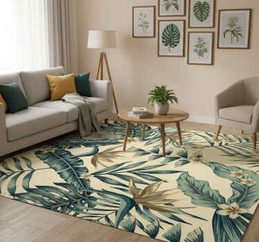 Nature vinyl rug with tropical foliage design - TenStickers