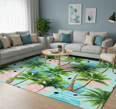 Nature vinyl rug palm trees and waves - TenStickers