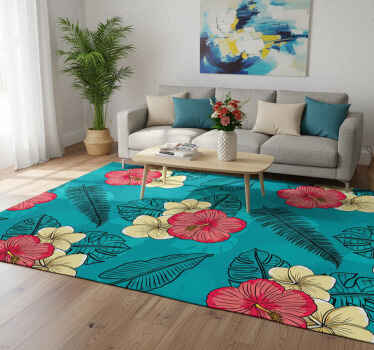 Nature vinyl rug hawaiian floral design - TenStickers