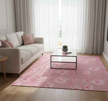 Nature vinyl rug neon pink lotus - TenStickers