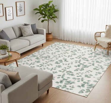 Nature vinyl rug with watercolor leaves on beige - TenStickers