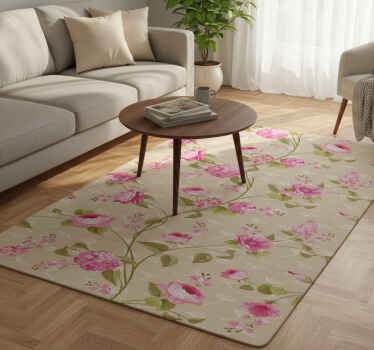 Nature vinyl rug vintage floral print - TenStickers