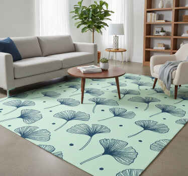 Nature vinyl rug floral blue wallpaper - TenStickers