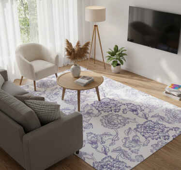 Nature vinyl rug with soft purple floral design - TenStickers