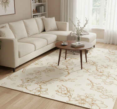 Nature vinyl rug cream sakura blossom flower - TenStickers