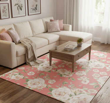 Tapis vinyle nature roses vintage sur fond blanc - TenStickers