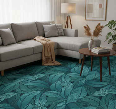 Nature vinyl rug with wild dark green leaves - TenStickers
