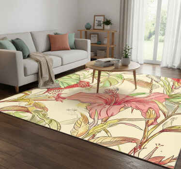 Nature vinyl rug english floral design - TenStickers