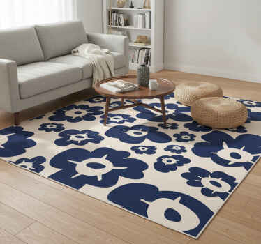 Nature vinyl rug dark blue poppy - TenStickers
