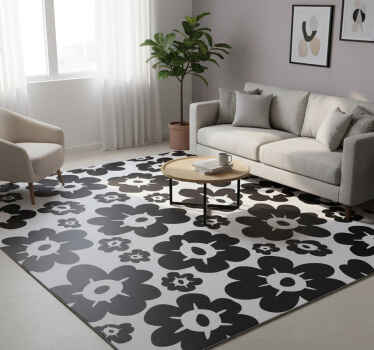 Nature vinyl rug black poppy - TenStickers