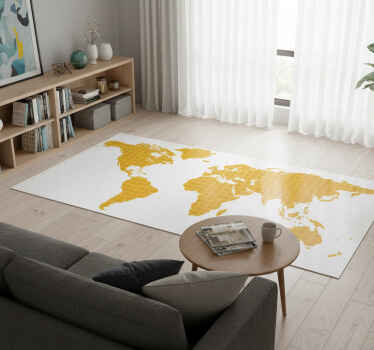 Keltainen vinyylimatto maailmakartalla ja topografialla - Tenstickers