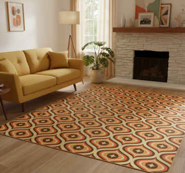 Alfombra vinílica vintage naranja y marrón retro - TenVinilo