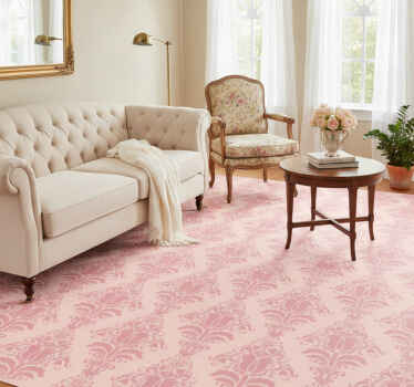 Alfombra vinílica vintage con patrón floral rosa provincial - TenVinilo