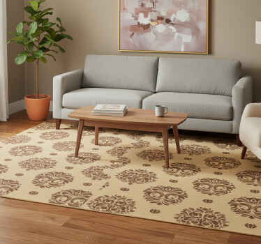 Alfombra vinílica vintage estilo damasco beige - TenVinilo
