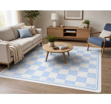 Vinyl teppich blau damier sommer - TenStickers