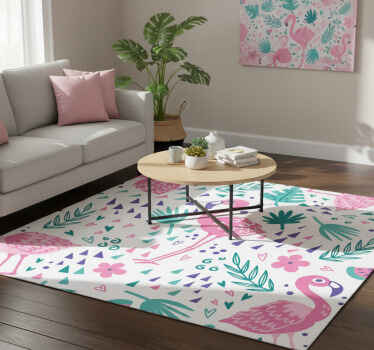 Vinyl teppich tiere mit flamingomuster - TenStickers