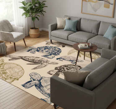 Vinyl teppich tiere schildkröten beige hintergrund - TenStickers