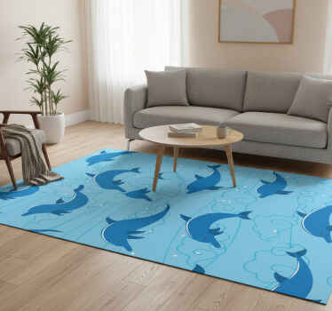 Vinyl teppich tiere himmel mit wolken und delfinen - TenStickers