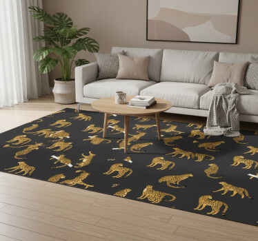 Tapis vinyle animal léopards sur fond noir - TenStickers