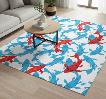 Vinyl teppich tiere schwarm von fischen mit roten akzenten - TenStickers