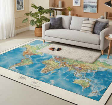 World map vinyl rug mercator style - TenStickers