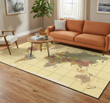 Beige vintage world map vinyl rug - TenStickers