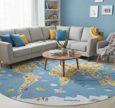 World map vinyl rug for english kids - TenStickers
