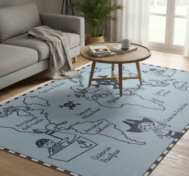 Pirate world map vinyl rug - TenStickers