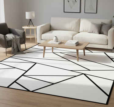 Nowoczesny dywan winylowy w czarne geometryczne linie - TenStickers