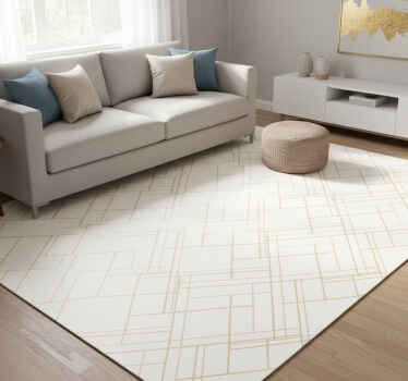 Tappeto vinile moderno linee irregolari dorate su bianco - TenStickers