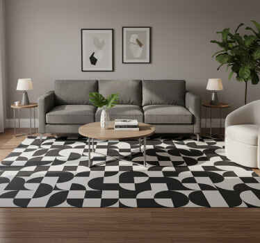Tappeto vinile moderno motivo geometrico cerchi neri - TenStickers