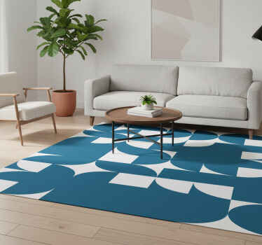 Tappeto vinile moderno motivo geometrico cerchi blu - TenStickers