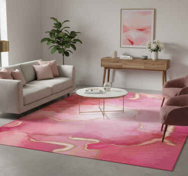 Tappeto vinile moderno effetto marmo rosa e oro - TenStickers