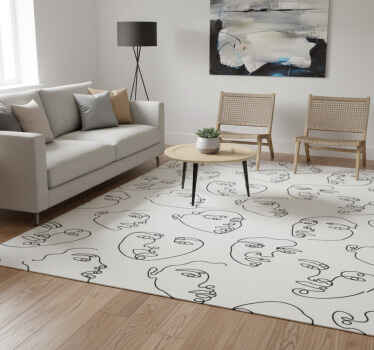 Tappeto vinile moderno motivo facce in line art - TenStickers