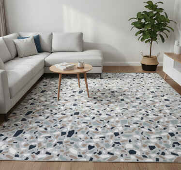 Alfombra vinílica textura patrón terrazzo en colores neutros - TenVinilo