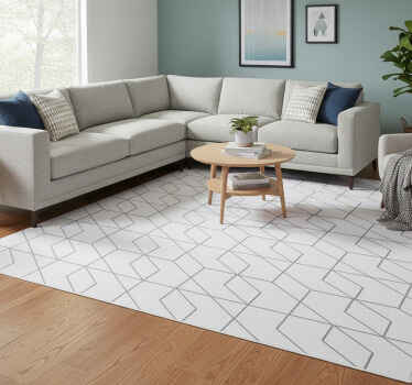 Alfombra vinílica textura patrón cuadrado blanco minimalista - TenVinilo