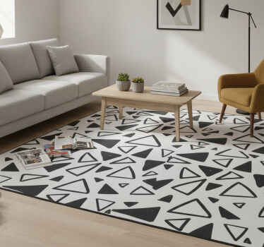 Alfombra vinílica textura triángulo negro y blanco - TenVinilo