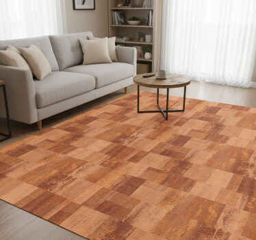 Alfombra vinílica textura patrón cuadrados terracota - TenVinilo