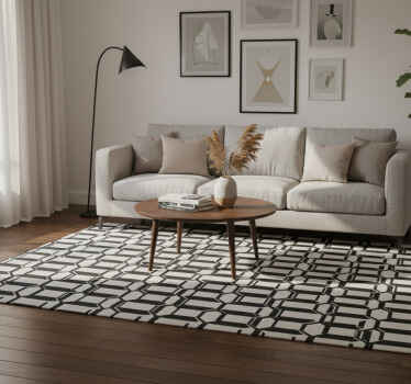 Alfombra vinílica textura hexágonos blanco y negro - TenVinilo