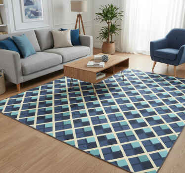 Alfombra vinílica textura patrón de diamantes multicolor - TenVinilo