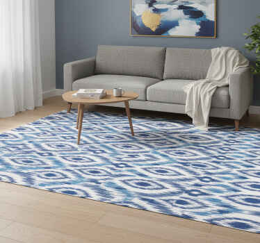 Alfombra vinílica textura patrón ikat azul - TenVinilo