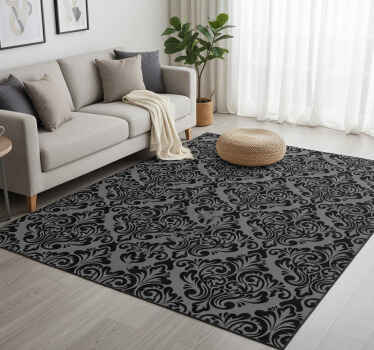 Vintage vinyl rug in vintage black damask - TenStickers