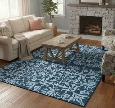 Tapis vinyle vintage motif bleu provincial français - TenStickers