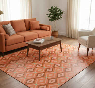Vintage vinyl rug in 30s autumn colors geometric - TenStickers